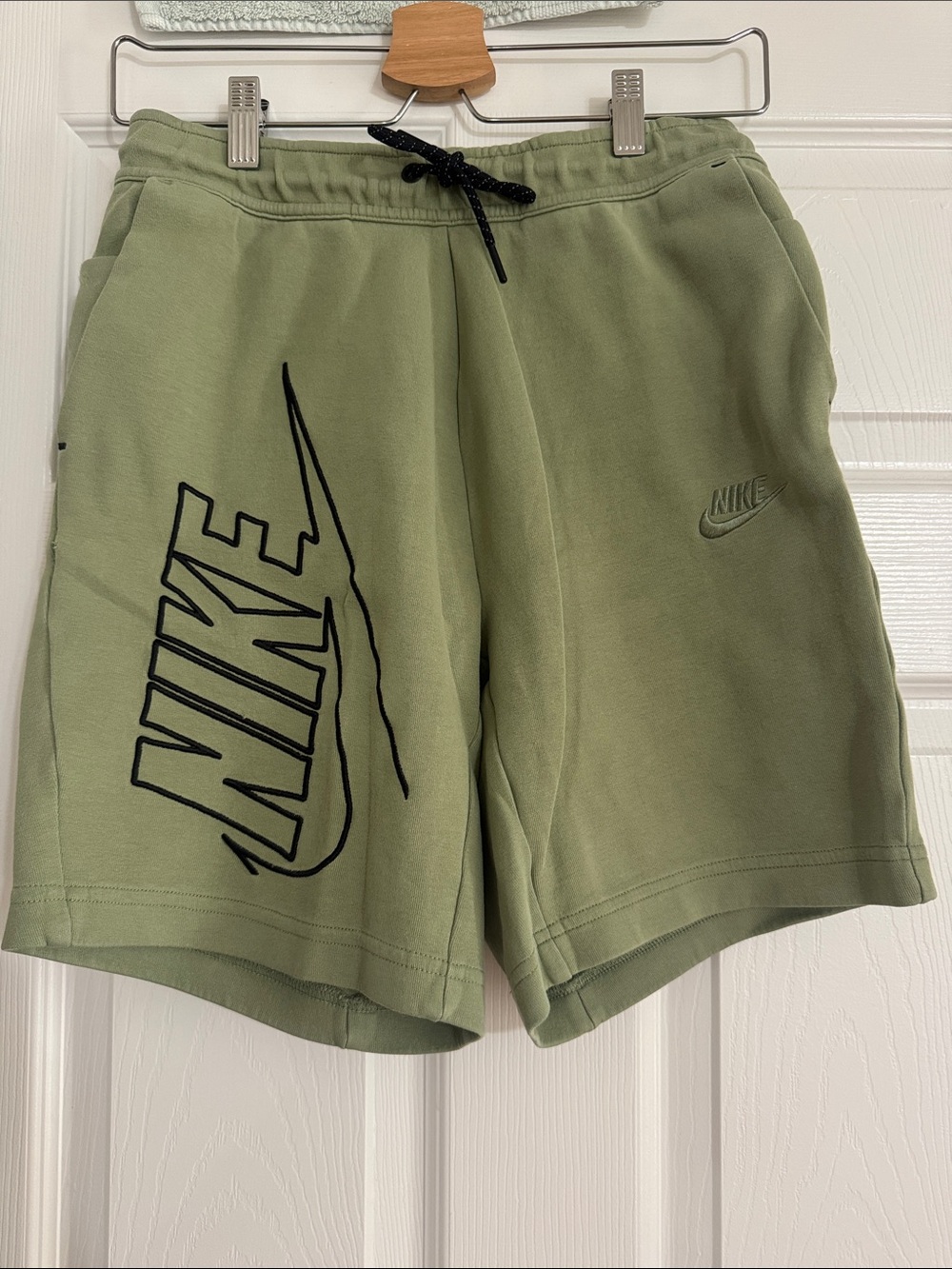 Nike Men’s Olive Green Athletic Shorts with Black Logo